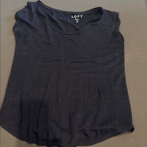 LOFT Elegant Black Cap Sleeve Top